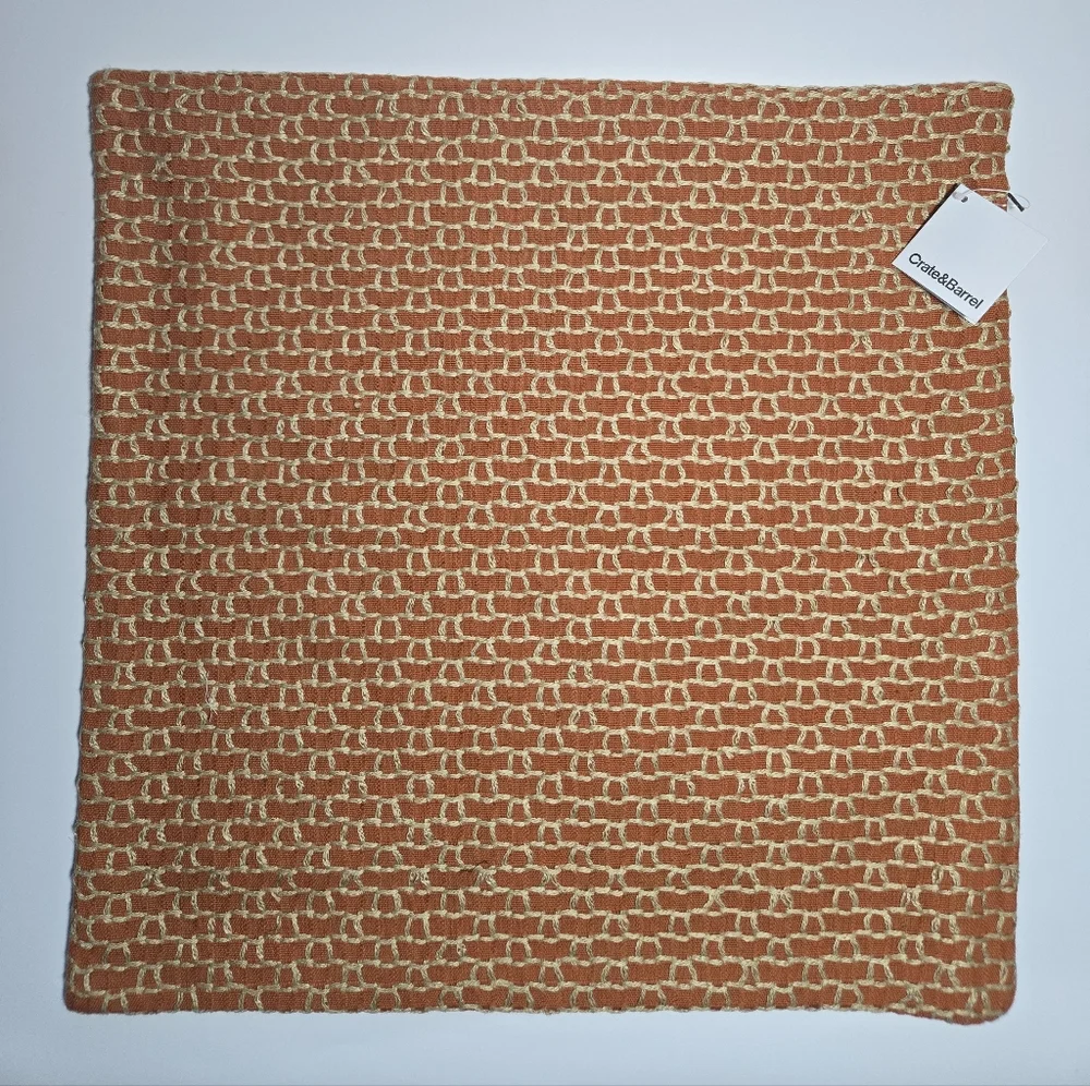 Crate&Barrel Orange and Tan Woven Throw
